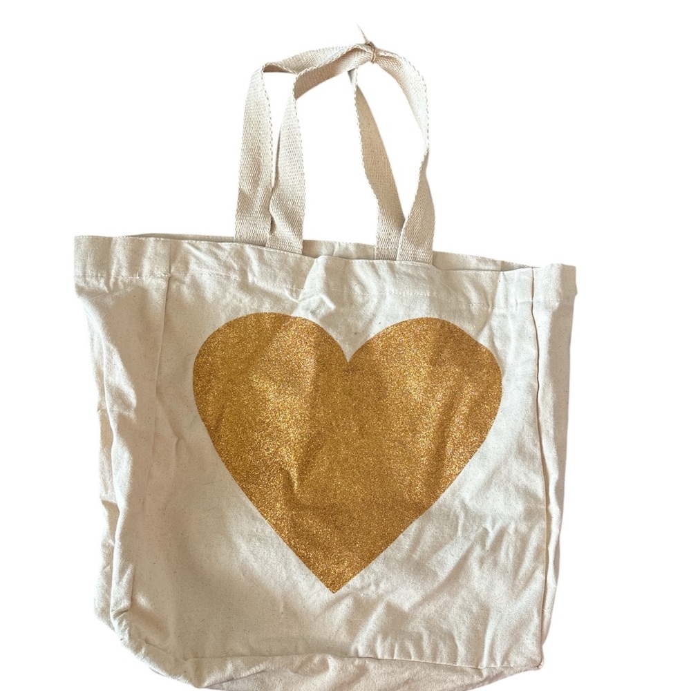 Gold Heart Canvas Tote Bag